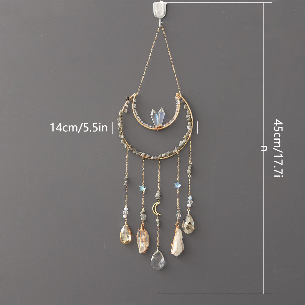 Crystal Tassels Moon Suncatcher Rainbow Maker Pendant Decor