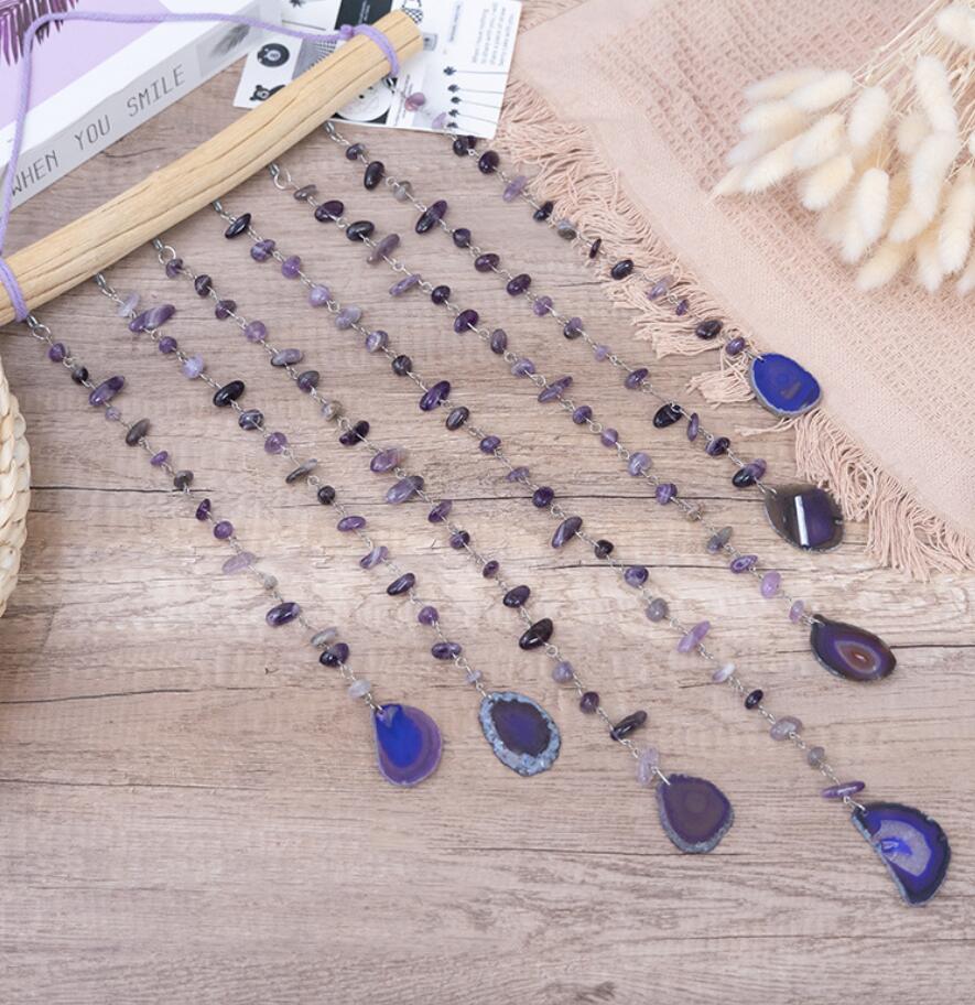 Purple Crystal and Agate Slices Hanging Ornament Wall Decoration