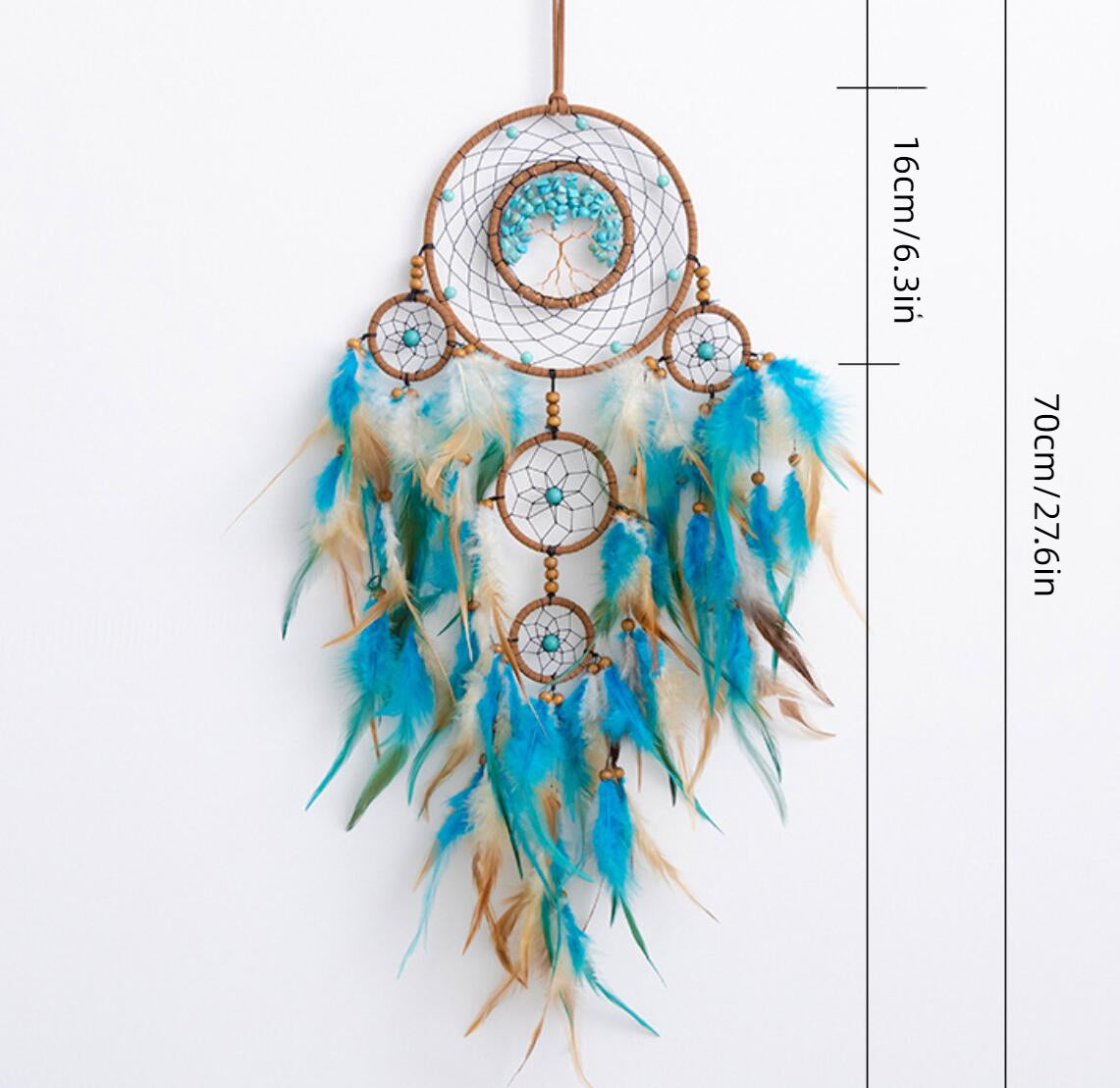 Crystal Calaite Gems Dreamcatcher with 5 Circles Nursery Wall Art