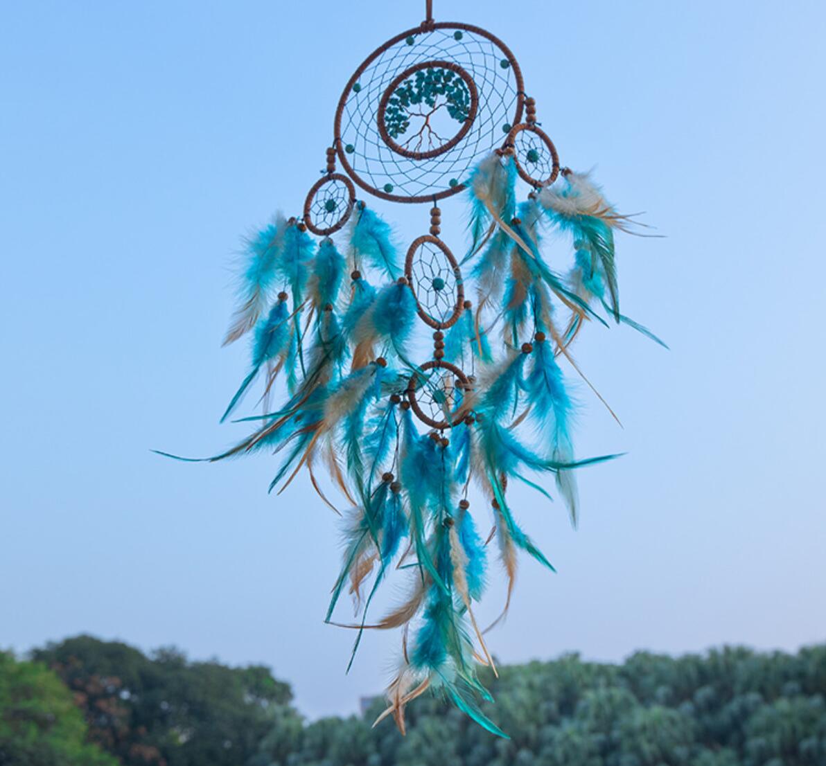 Crystal Calaite Gems Dreamcatcher with 5 Circles Nursery Wall Art