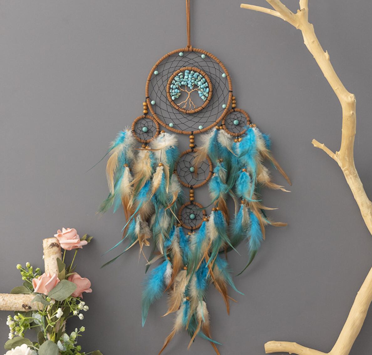 Crystal Calaite Gems Dreamcatcher with 5 Circles Nursery Wall Art