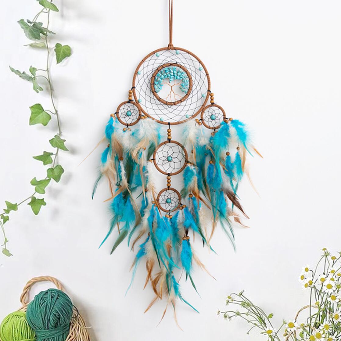 Crystal Calaite Gems Dreamcatcher with 5 Circles Nursery Wall Art