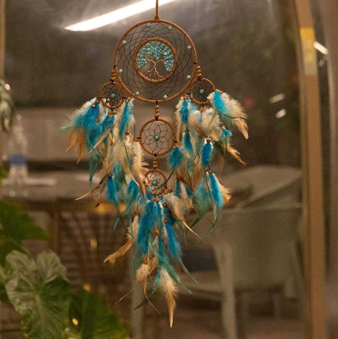 Crystal Calaite Gems Dreamcatcher with 5 Circles Nursery Wall Art