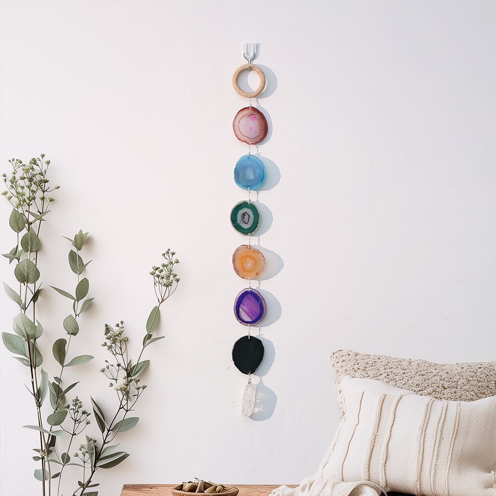 Hanging Crystal Garden Ornaments Natural Agate Slices Decorations