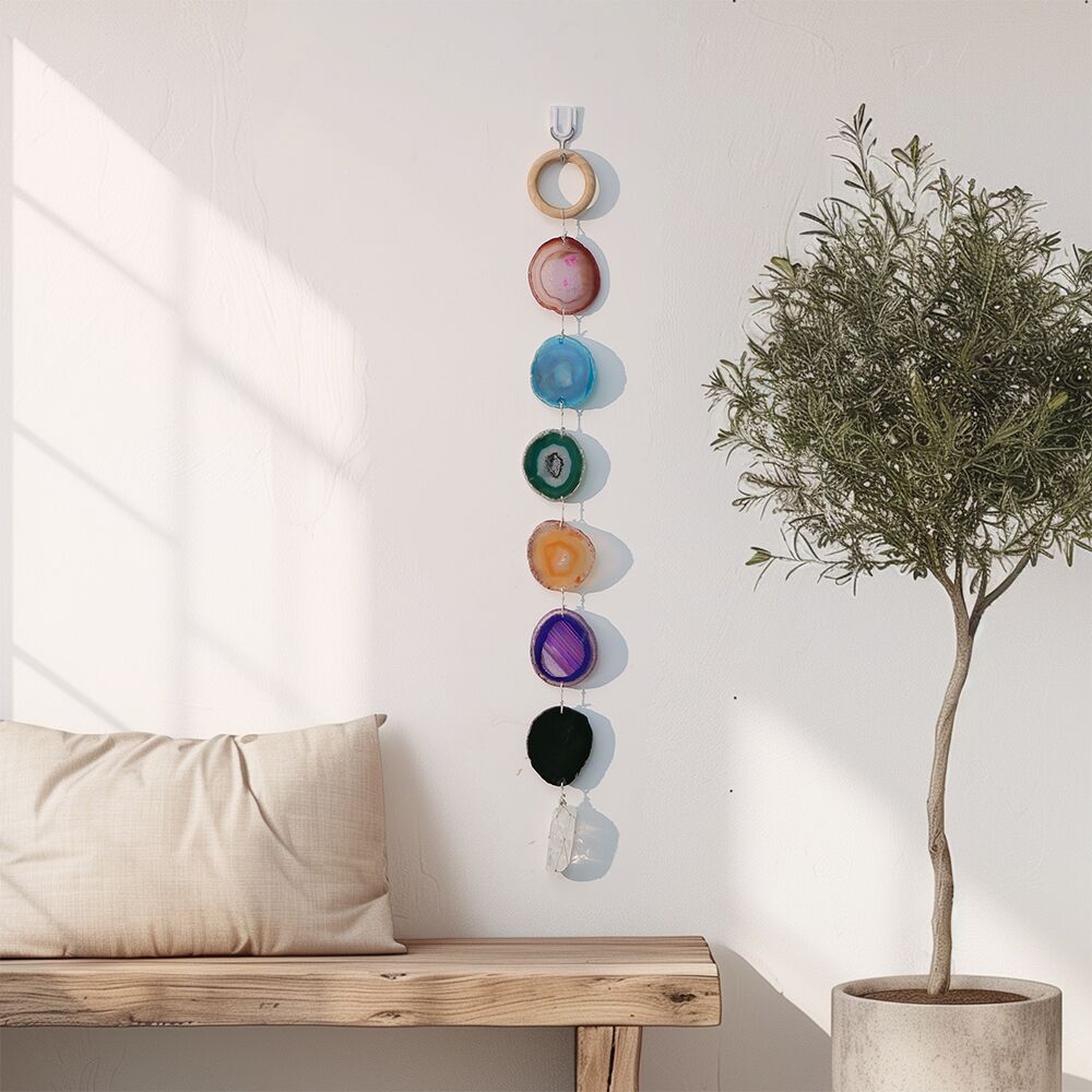 Hanging Crystal Garden Ornaments Natural Agate Slices Decorations