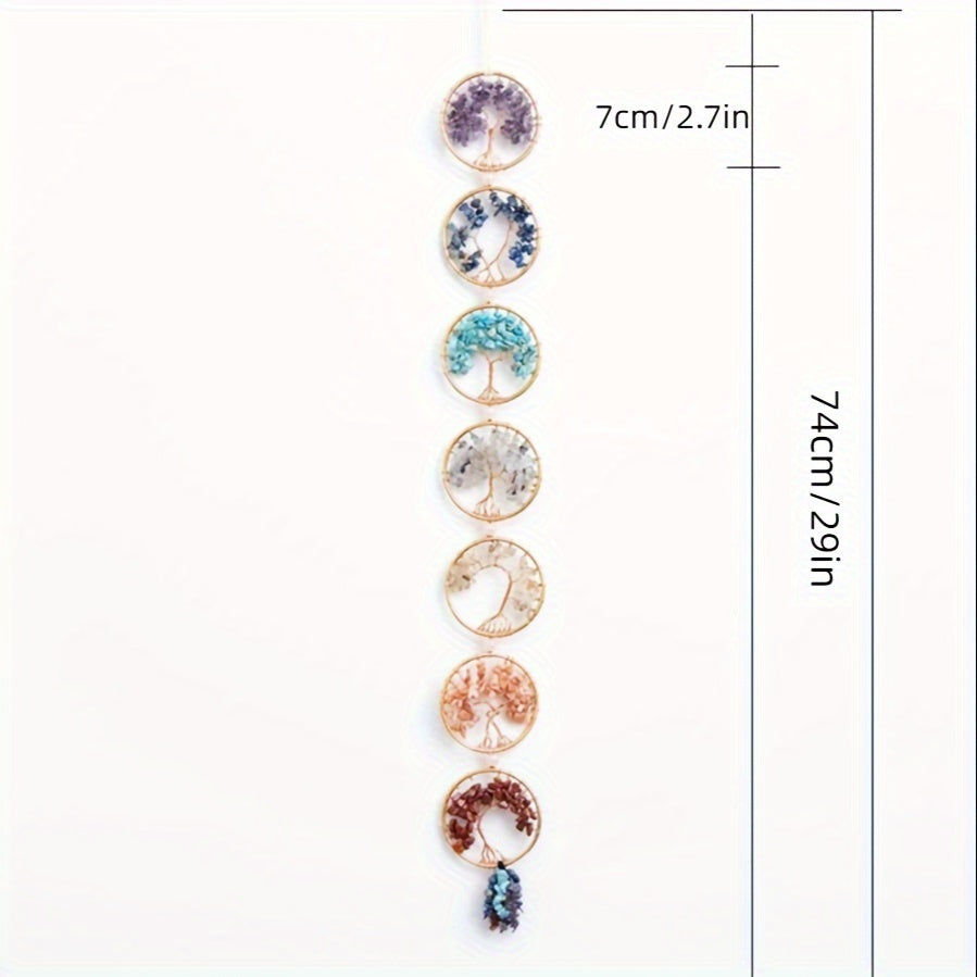 7 Crystal Gemstone Tree of Life Chakra Hanging Ornament Wall Decoration