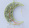 Crystal Gemstone and Agate Slices Moon Ornament Wall Decor Hanging