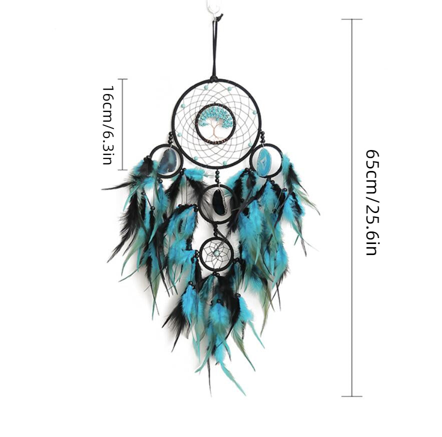 Turquoise Calaite Beads and Agate Dreamcatcher Home Ornaments Craft