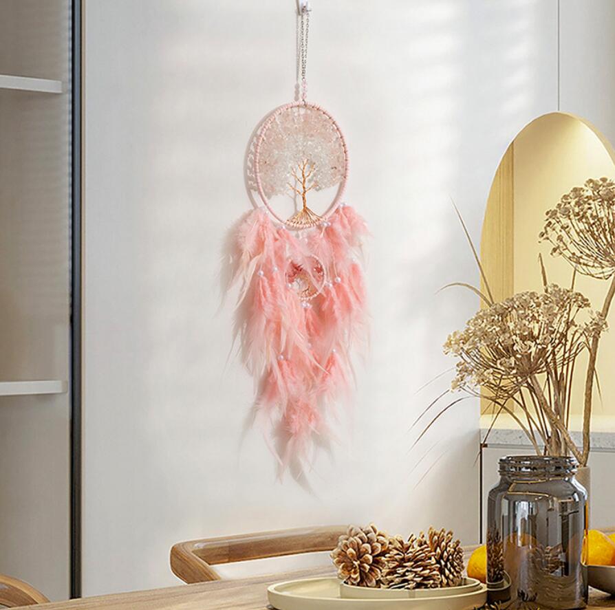 Crystal Pink Quartz Life of Tree Dreamcatcher Room Nursery Decor
