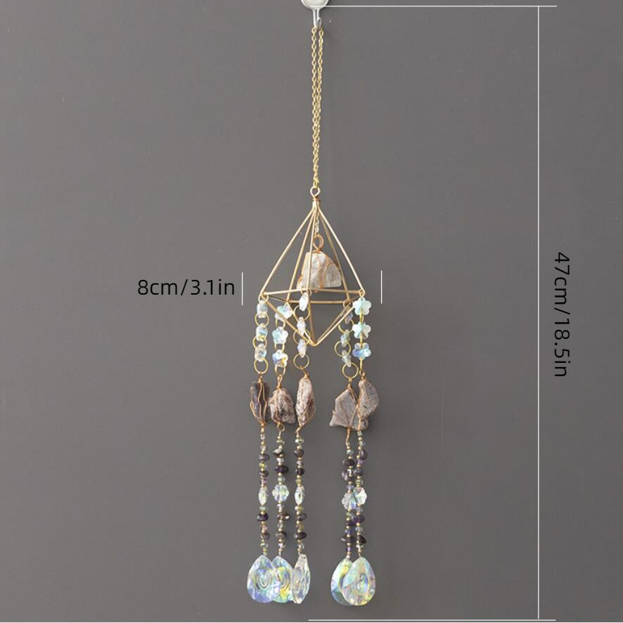 Hanging Prism Crystals Natural Gem Amethyst Suncatcher Decor