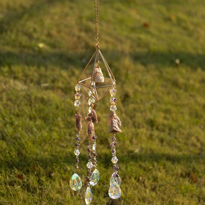 Hanging Prism Crystals Natural Gem Amethyst Suncatcher Decor