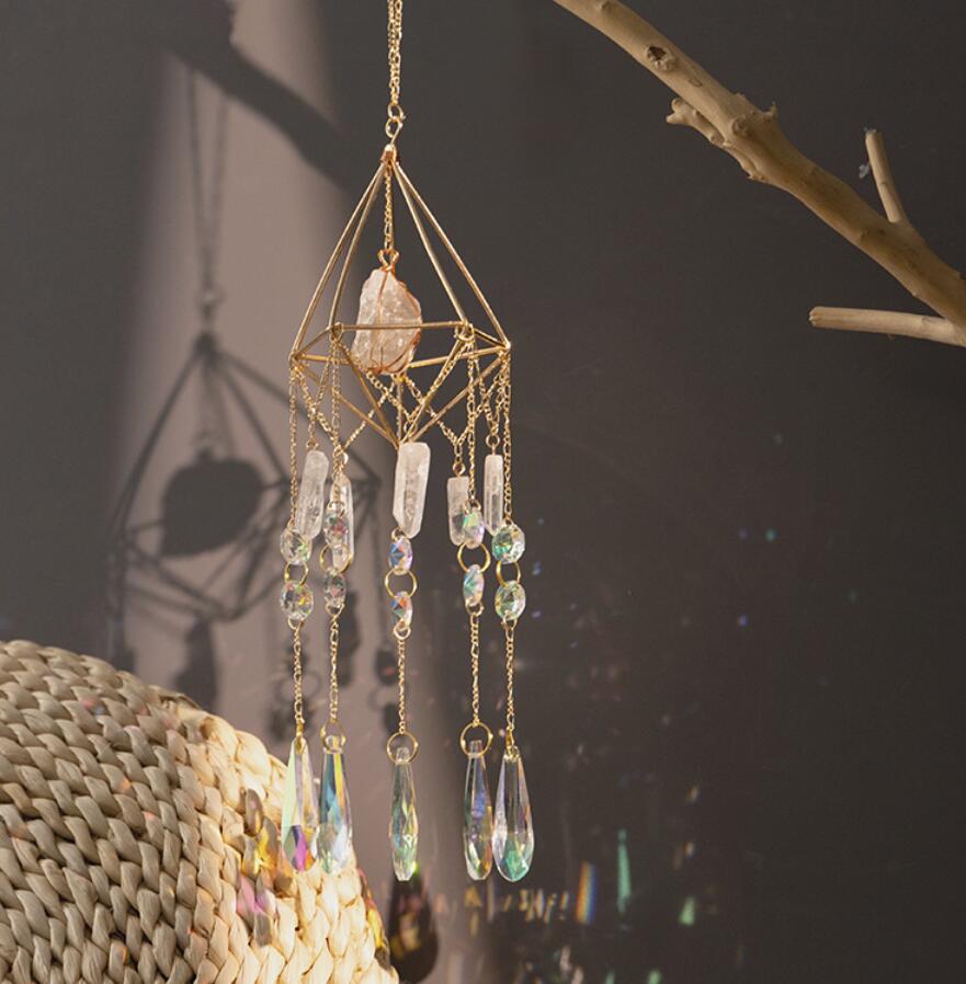 Natural Crystal Gems Suncatcher Wall Hanging Home Decoration