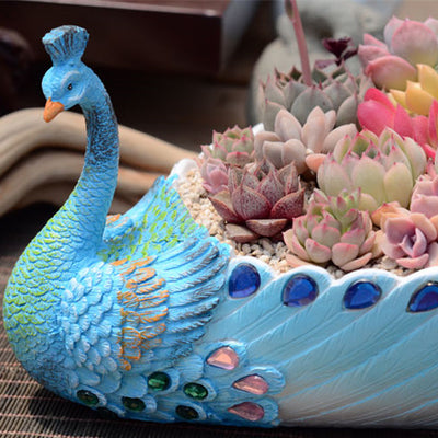 Exquisite Blue Peacock Succulent Planter Cactus Container Succulent Pot Flower Pot